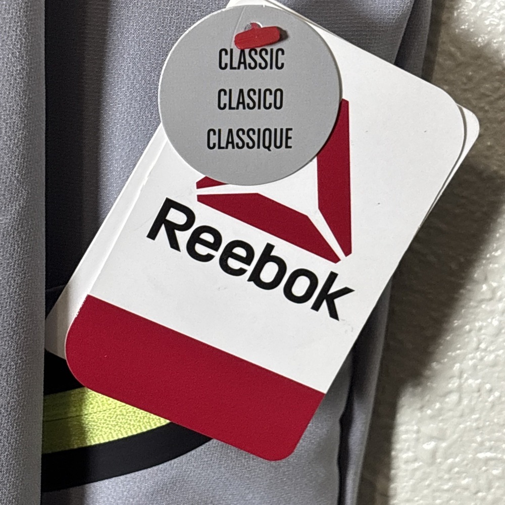 Reebok Classic Mens Grey Neon Full Zip Hooded Windbreaker Jacket REM251JK02 M - Picture 8 of 15